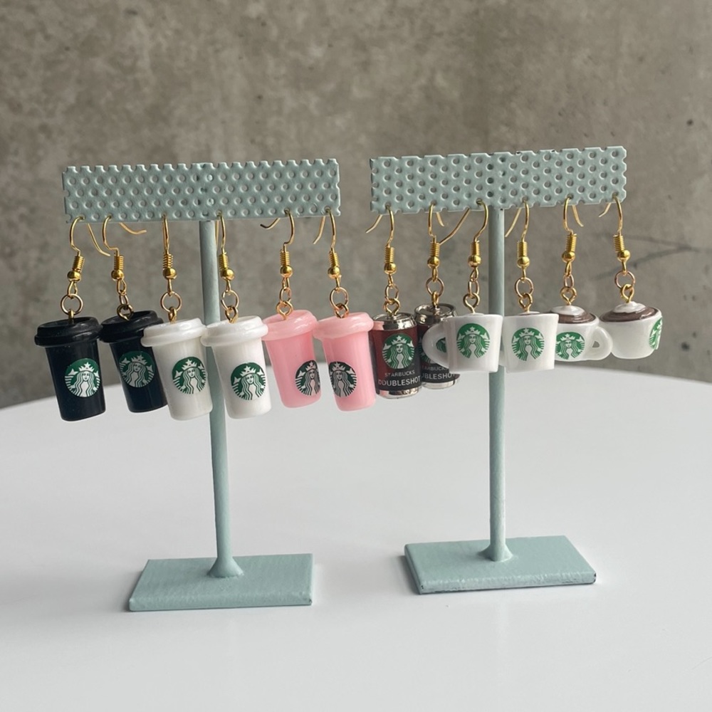 Starbucks Cup Inspired Drop Dangle Earrings